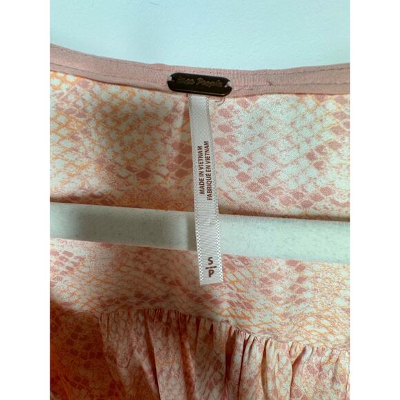 Free People Satin Pink & White Snakeskin Print Ruched Waist Corset Top Size S - Picture 4 of 5